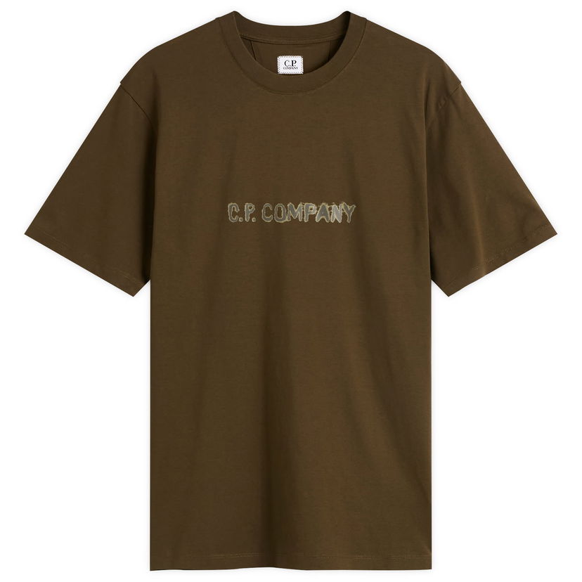 Majica C.P. Company Text Logo T-Shirt Zelena | 19CMTS108A-006586W-683