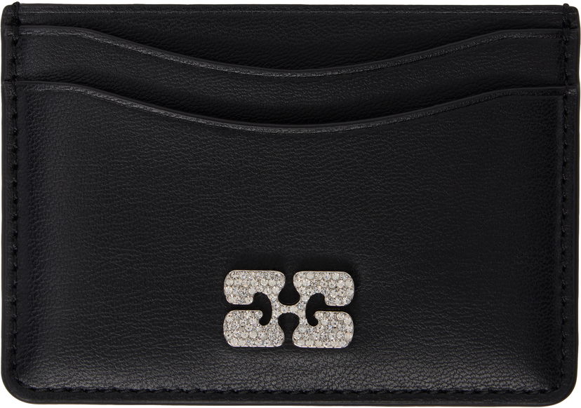 Denarnica GANNI GANNI Bou Leather Card Holder Črna | A6392