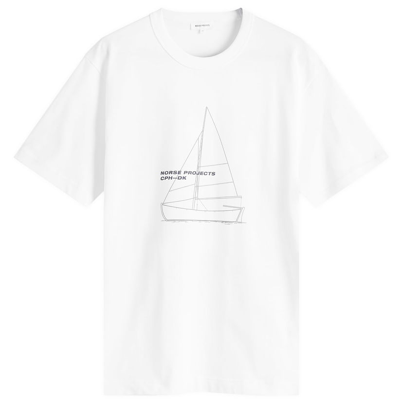 Majica NORSE PROJECTS Holger Boat Print T-Shirt, Size Medium Bela | N01-0677-0001