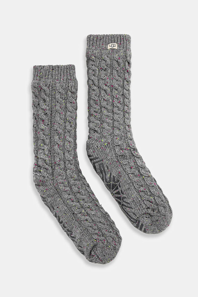 Nogavice UGG ELOWYN Cable Knit Flecked Wool Blend Slipper Socks Večbarvna | 1171627