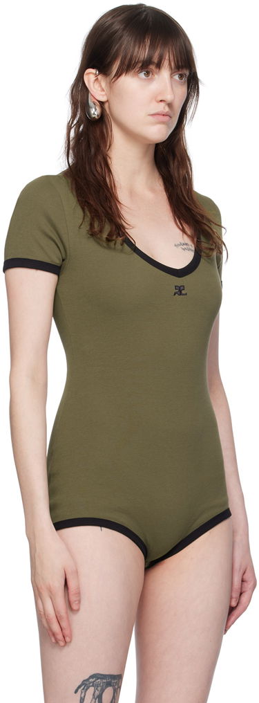 Bodi Courrèges Courrèges V-Neck Bodysuit Zelena | 224JBD067JS0070, 3