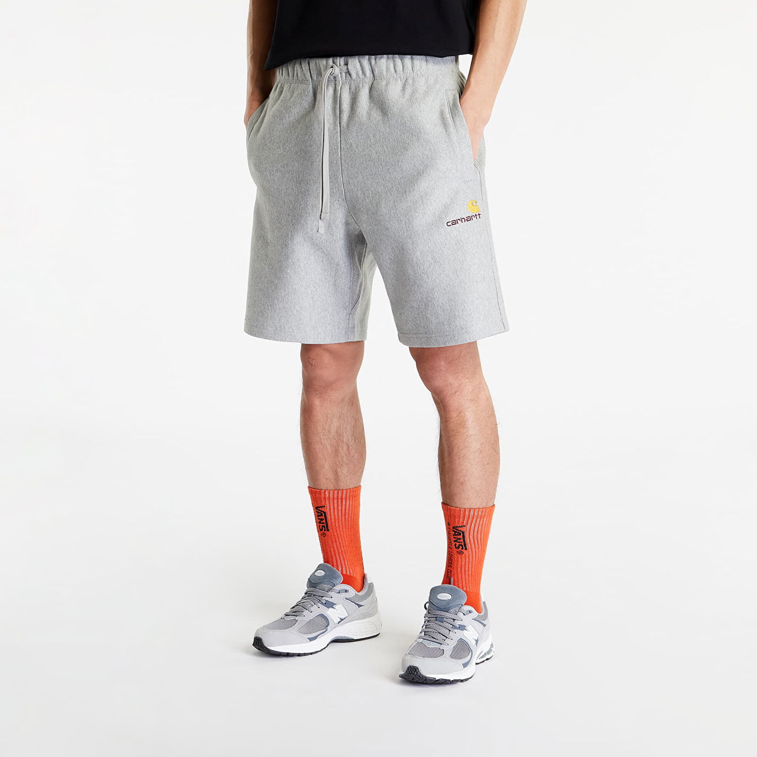Kratke hlače Carhartt WIP American Script Sweat Short Grey Heather Siva | I031685.V6XX, 0