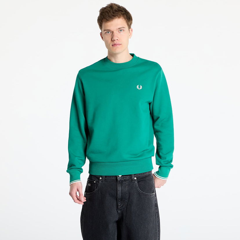 Pleteni pulover Fred Perry Fred Perry Crew Neck Sweatshirt Zelena | M7535 X87