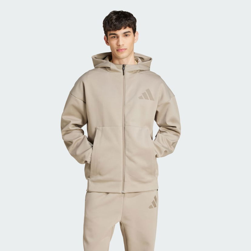 Pulover adidas Performance Z.N.E. Full-Zip Hoodie Bež | JC5495