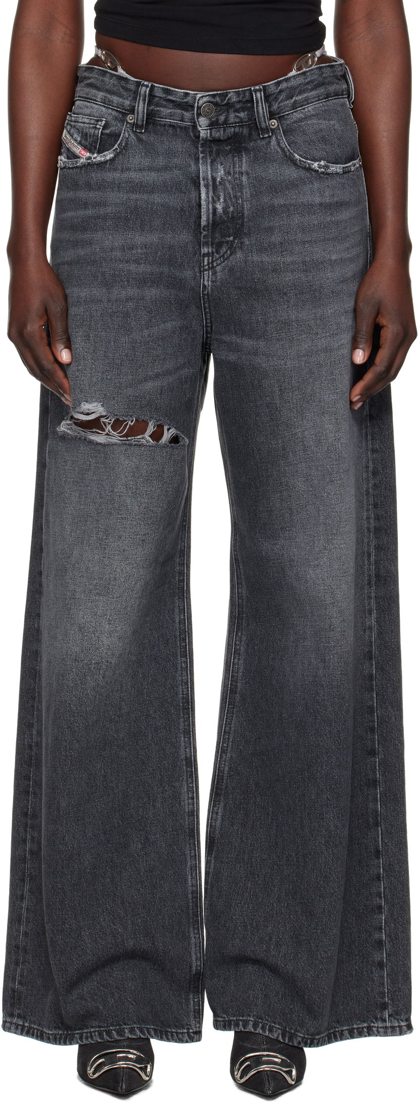 Kavbojke Diesel Relaxed Fit Distressed Jeans Črna | A06925 007X4