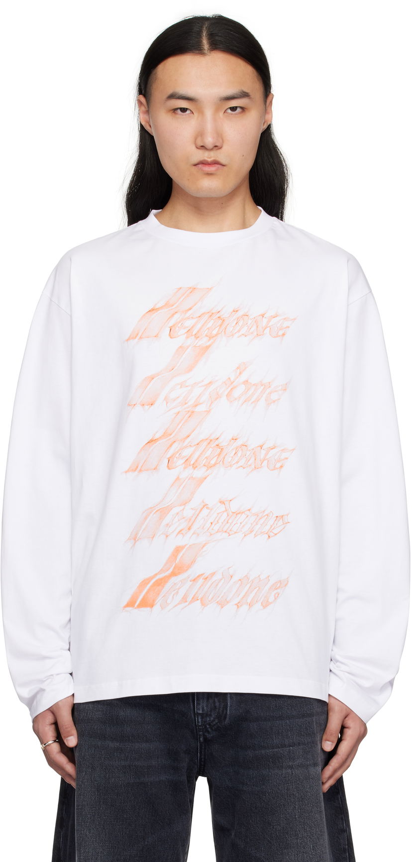 Pleteni pulover We11done We11done Spark Logo Long Sleeve T-Shirt Bela | WD-TT0-25-752-U-WH