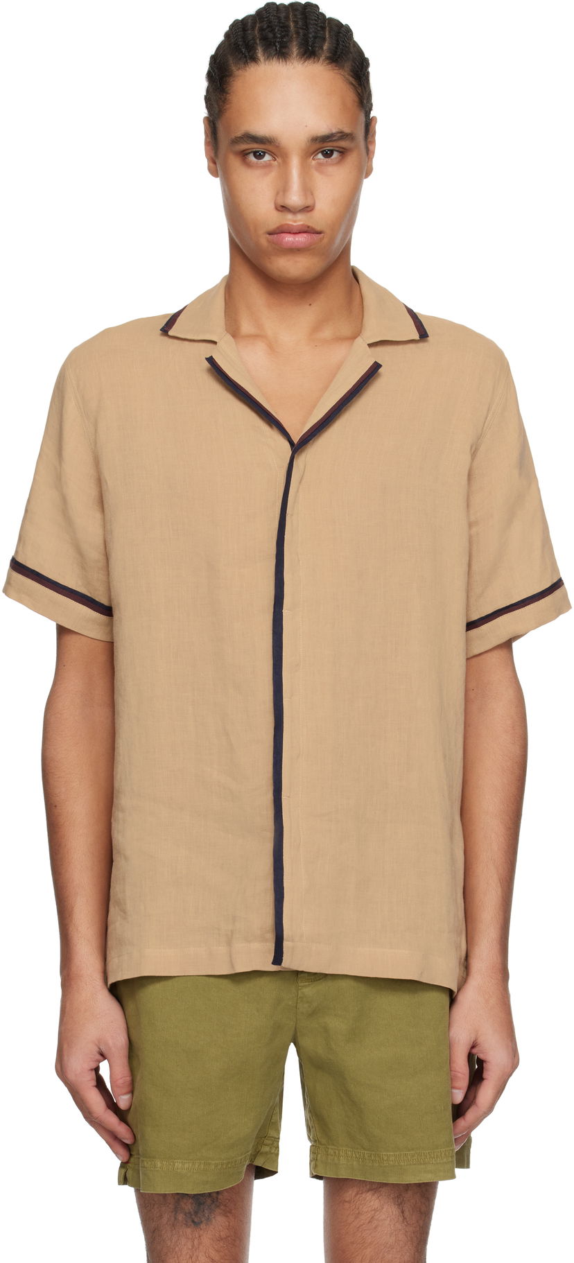 Srajce Orlebar Brown Orlebar Brown Maitan Linen Resort Shirt Bež | 280304