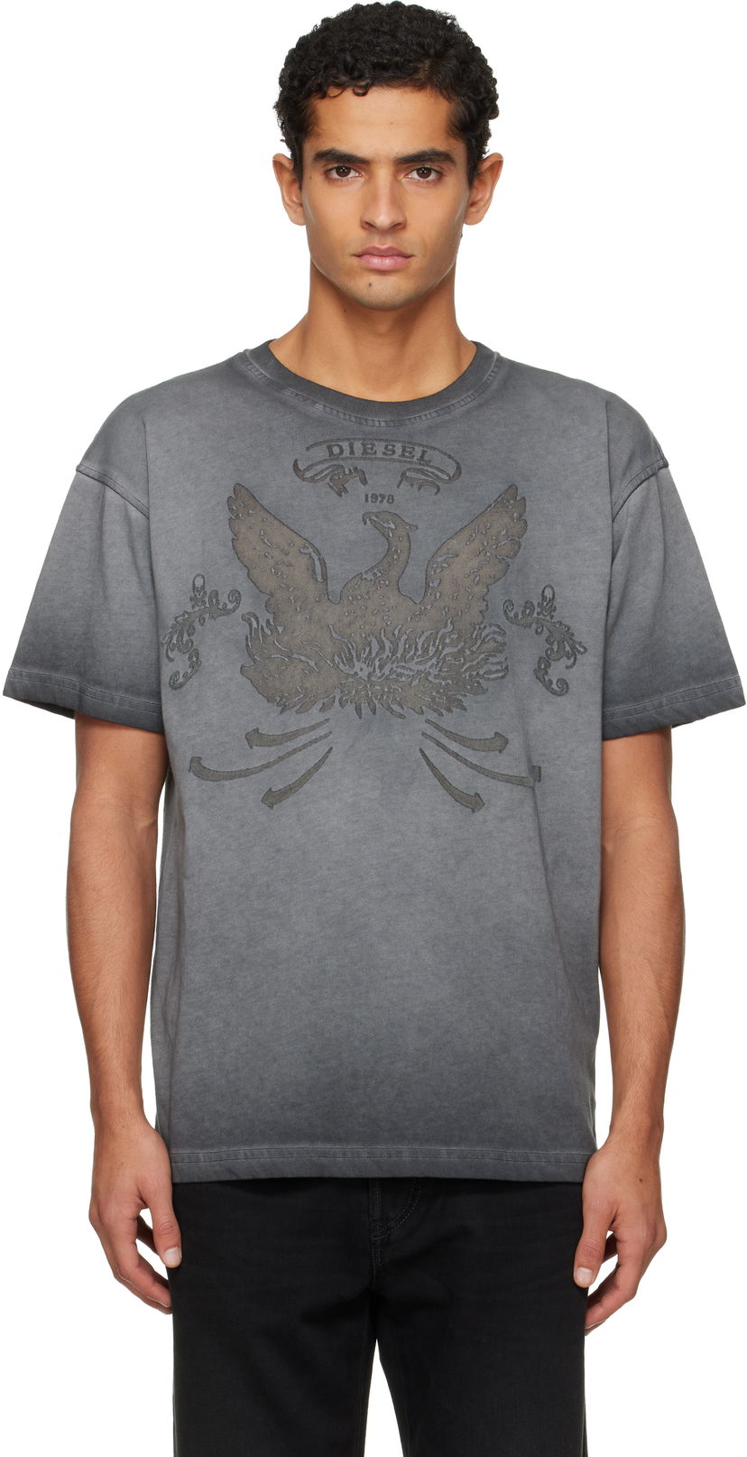 Majica Diesel Faded Crewneck T-shirt with Eagle Print Siva | A19373-0DLBW-93R