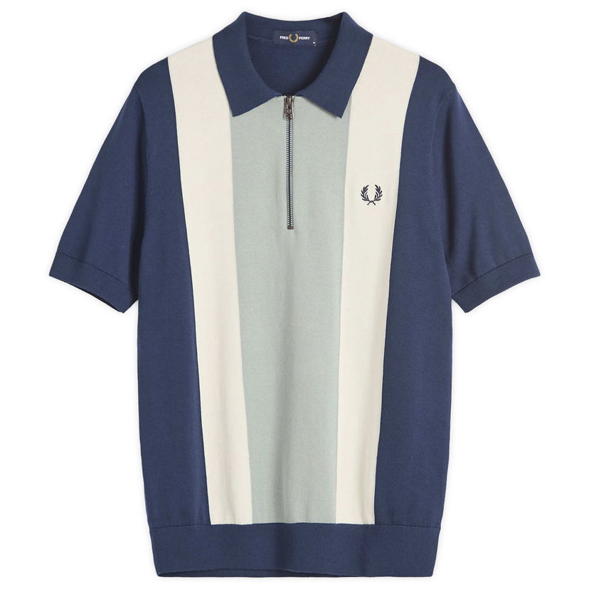 Polo majica Fred Perry Fred Perry Men's Zip Neck Knit Shirt Modra | K9728-Y90