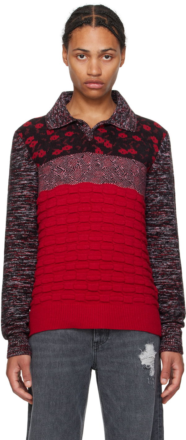Polo majica JW Anderson Multi-Texture Polo Rdeča | KW1231-YN0357, 0
