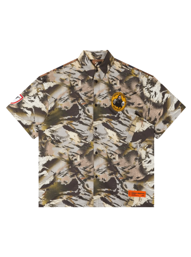 Srajce HERON PRESTON Camo Popeline Bowling Shirt Zelena | HMGA027S22FAB0025900