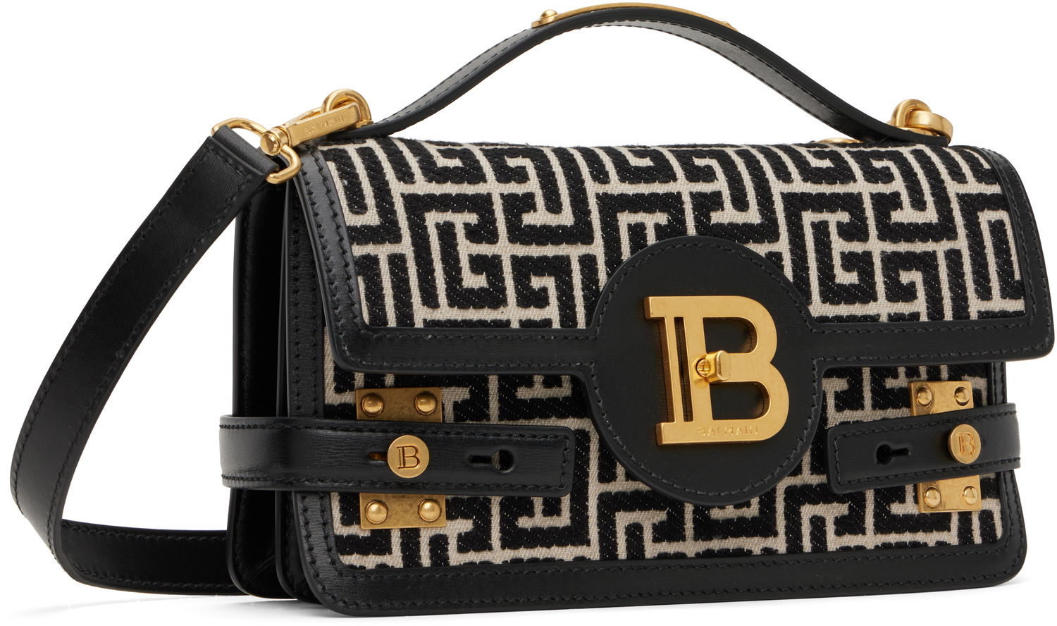 Torba za čez ramo Balmain Balmain B-Buzz 24 Canvas and Leather Bag Črna | EN1DA829TJGH, 1