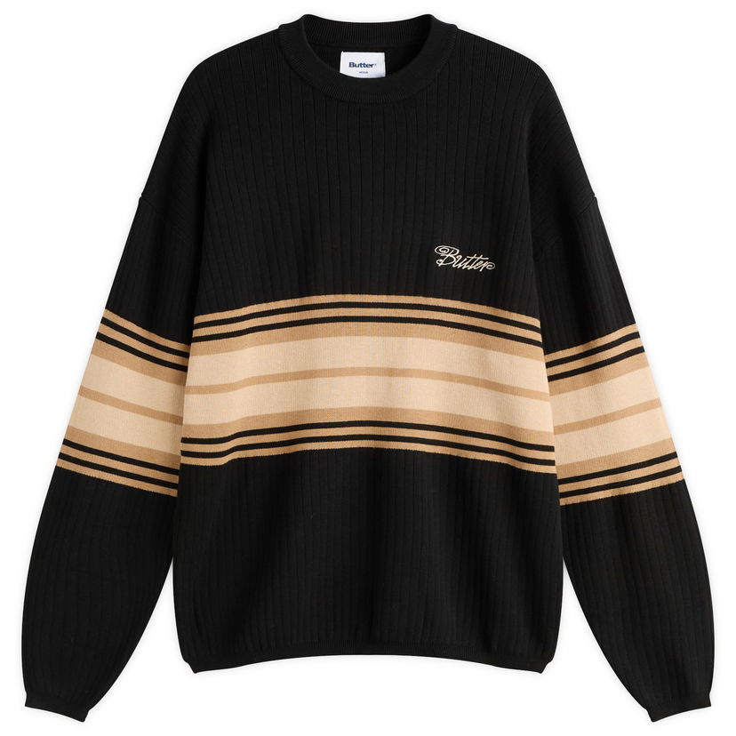 Pleteni pulover Butter Goods Crest Knit Jumper, Size Large Črna | BG253301-BLK