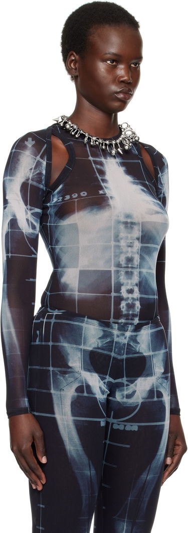 Bodi Jean Paul Gaultier Jean Paul Gaultier 'The Squeletor' X-Ray Print Mesh Top Črna | 25/33-F-TO243-T580-005956, 1
