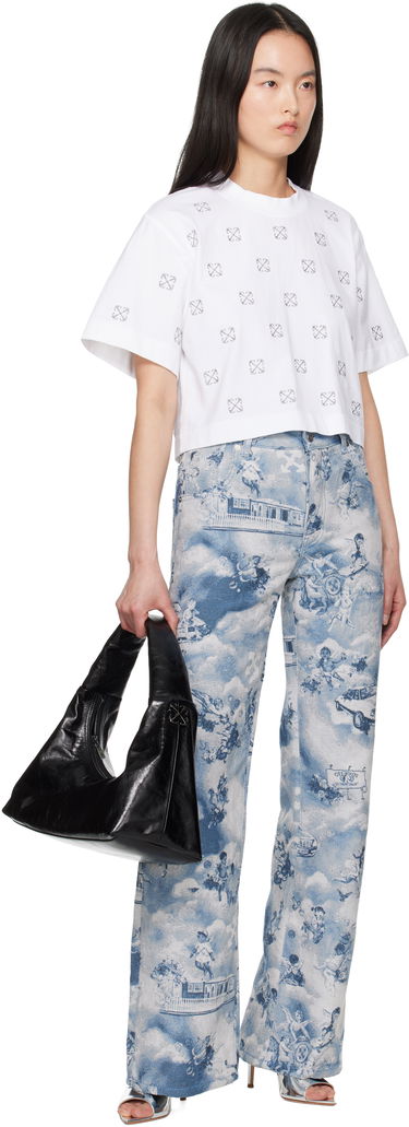 Krop-top Off-White Off-White Little Arrows Lurex Crop T-Shirt Bela | OWAA090S25JER0040172, 3