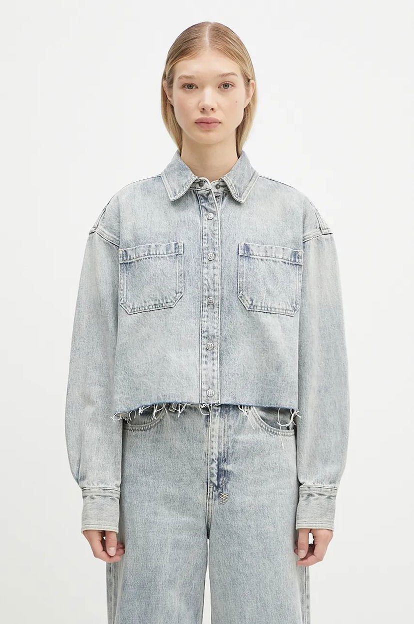 Srajce Ksubi Cutaway Longsleeve Shirt Worn Oversize Modra | WPF24SH001