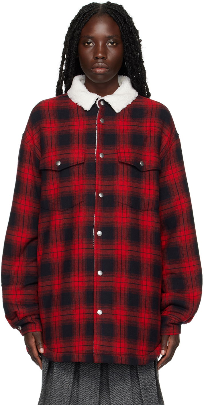 Srajce We11done We11done Check Sherpa Collar Jacket Rdeča | WD-SH3-22-141-U-RD