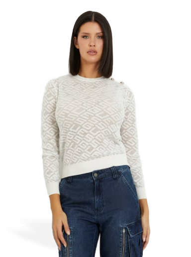 Pleteni pulover GUESS All Over Logo Sweater Siva | W4RR28Z3C90