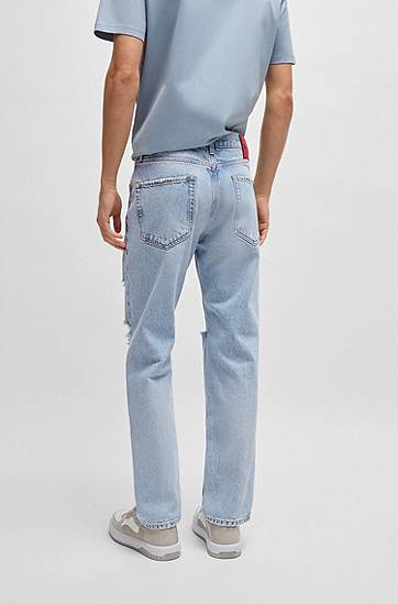 Kavbojke BOSS Regular-Fit Stonewashed Jeans Modra | 50537716, 1