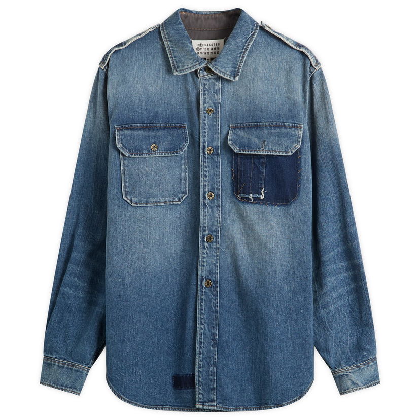 Jakna Maison Margiela Maison Margiela Distressed Patchwork Denim Shirt Jacket Modra | S50DT0064-M30034-961