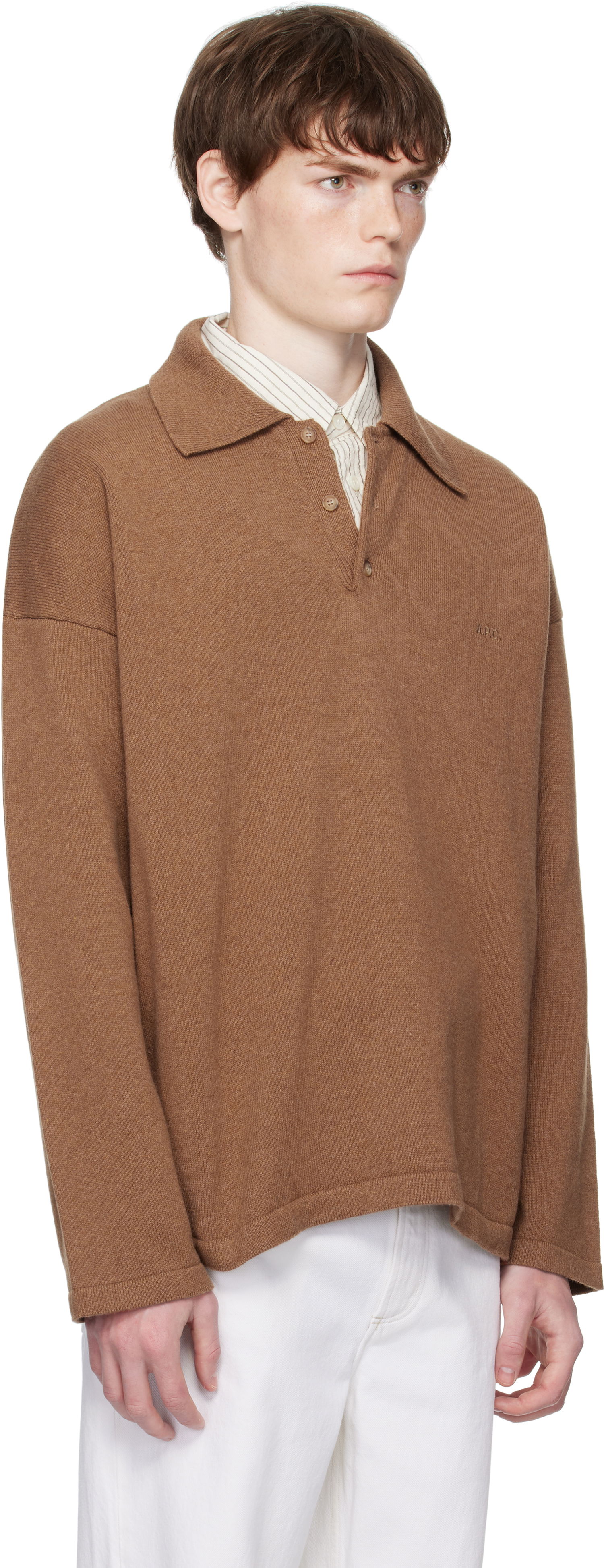 Pleteni pulover A.P.C. A.P.C. Manuel Knit Polo Rjava | WOASB-H23454, 1