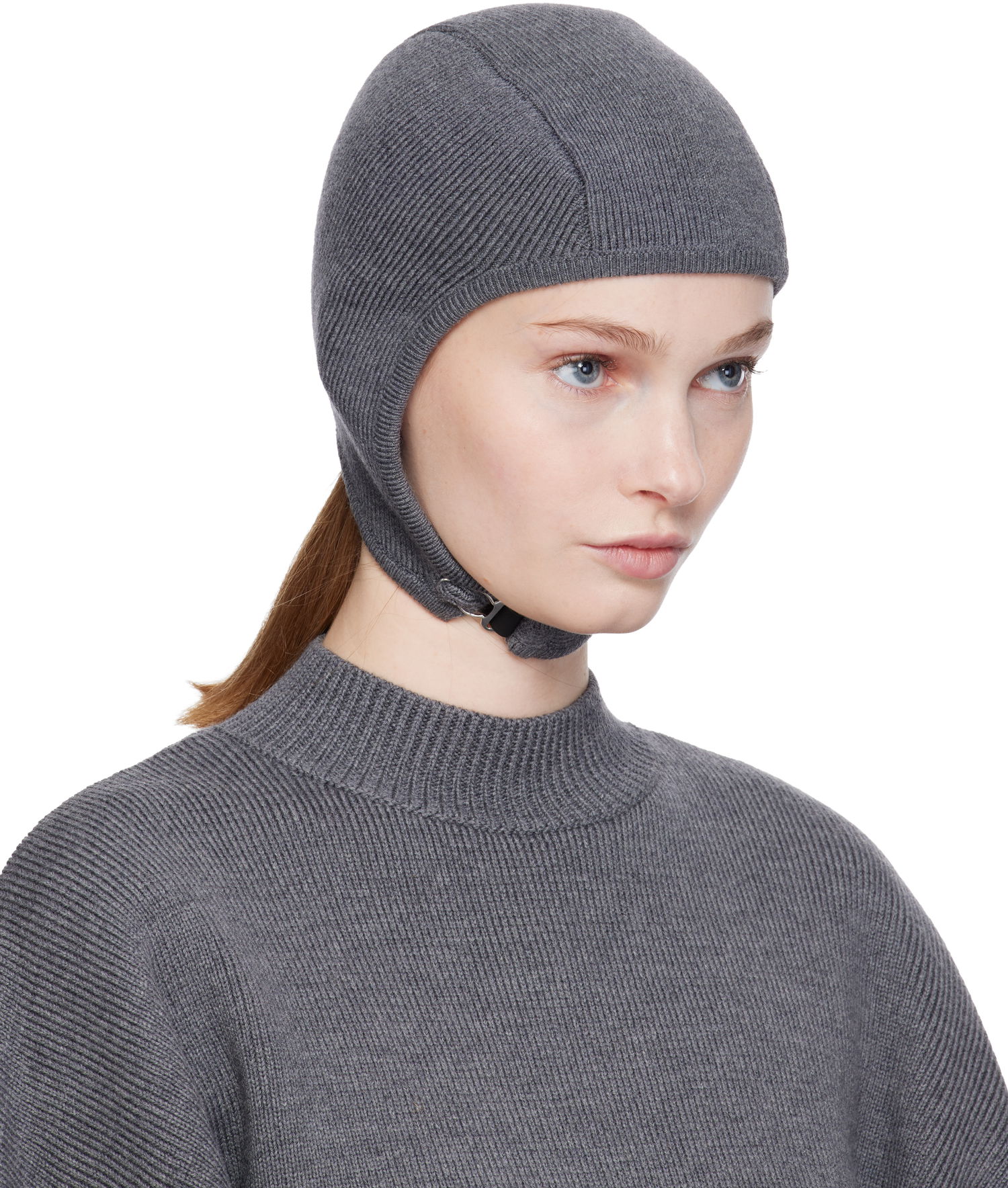 Kape in klobuki Jean Paul Gaultier Jean Paul Gaultier 'The Garter Strap' Knitted Balaclava Siva | 25/04-U-AC033-K020-07, 1
