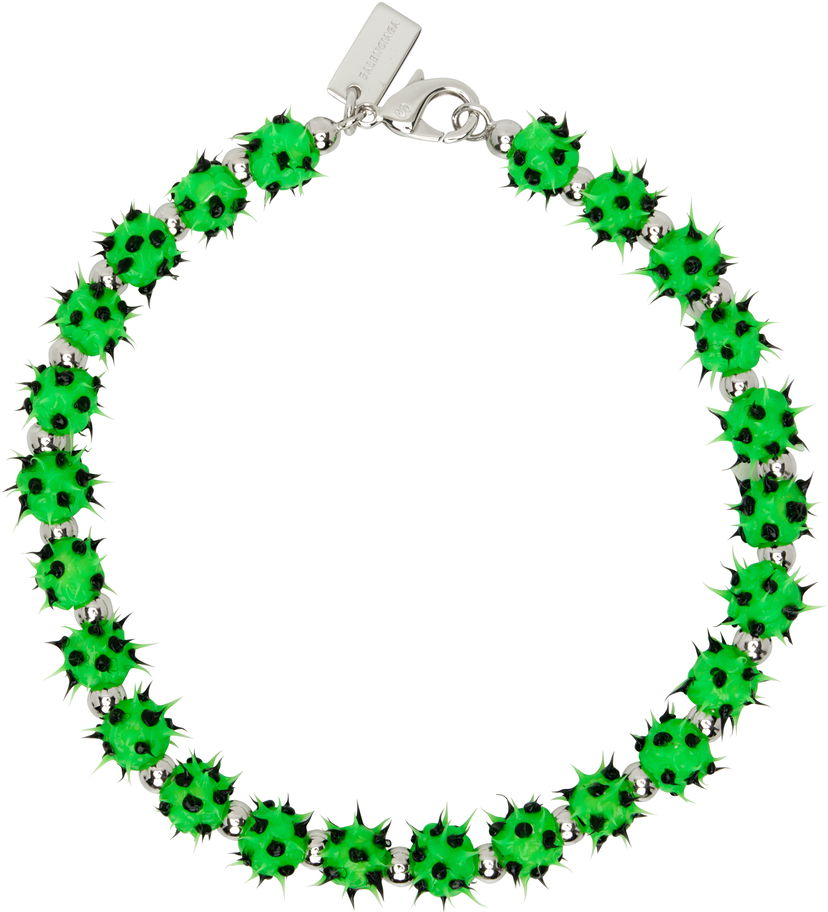 Ogrlica Balenciaga Malibu Silicone Beaded Choker Zelena | 804783TZS4S3269