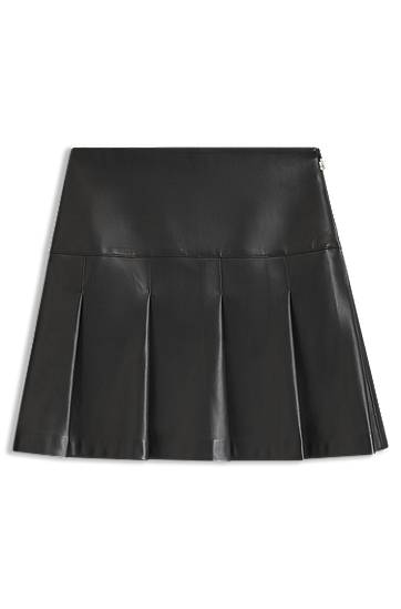 Krila BOSS Faux-leather mini skirt with pleats Črna | 50550980