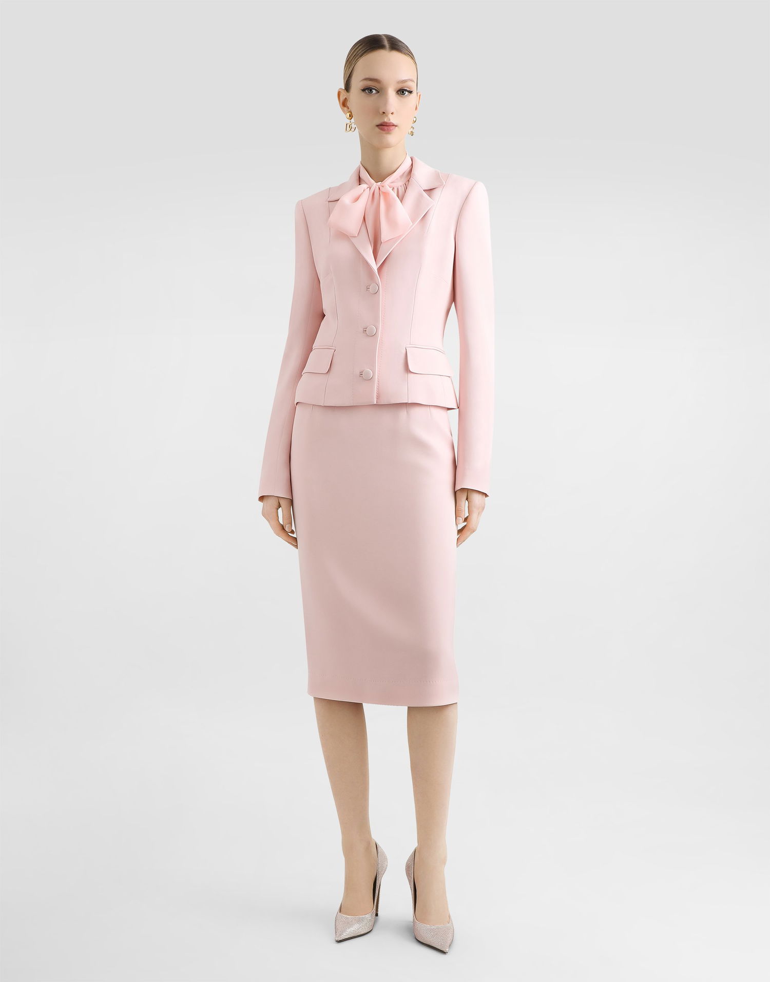 Jakna Dolce & Gabbana Dolce & Gabbana Single-Breasted Stretch Cady Jacket Roza | F27BTTFUAE5F1452, 1