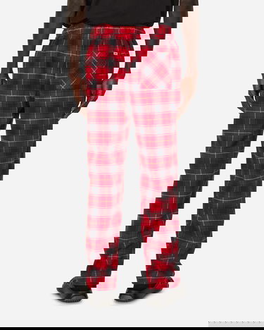 Pižame TEKLA Flannel Plaid Pijamas Pants Rdeča | SWP-REPL REPL, 3