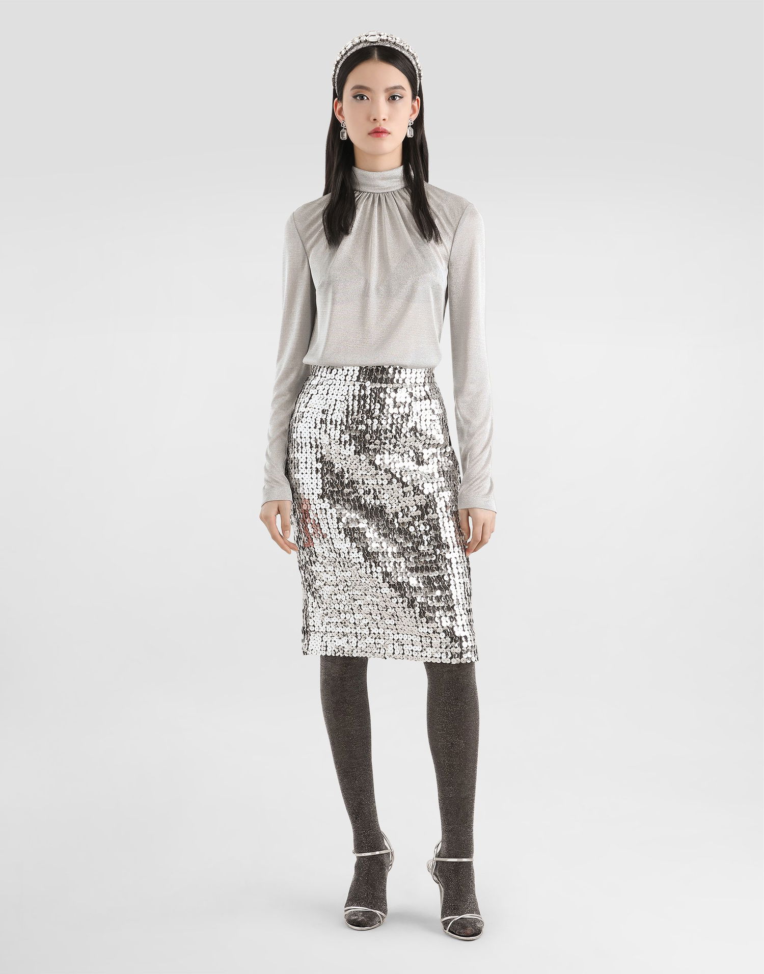 Krila Dolce & Gabbana Straight Skirt With Sequins Kovinski | F4C1LTFLSL3S0998, 1