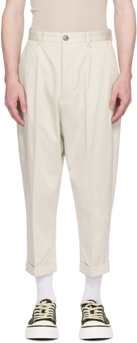 Hlače AMI Paris Carrot-Fit Trousers Bela | HTR101.CO0009