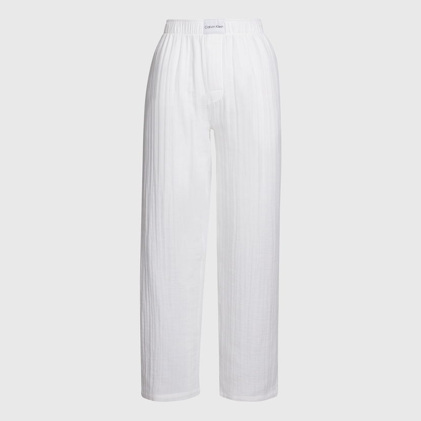 Hlače CALVIN KLEIN Textured Cotton-Gauze Sleep Pants Siva | 000QS7140E100