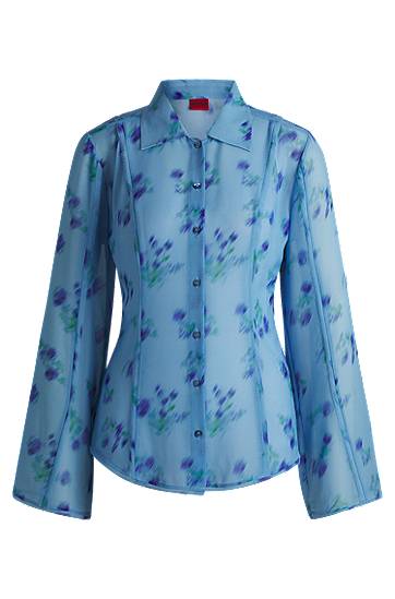 Srajce BOSS Slim Fit Floral Print Blouse Modra | 50531573