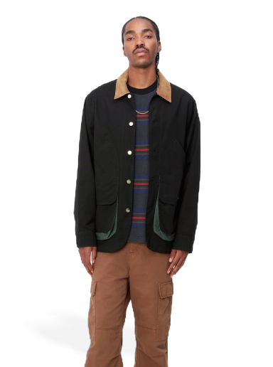 Jakna Carhartt WIP Heston Jacket "Black / Discovery Green heavy stone wash" Črna | I032148_1OC_60