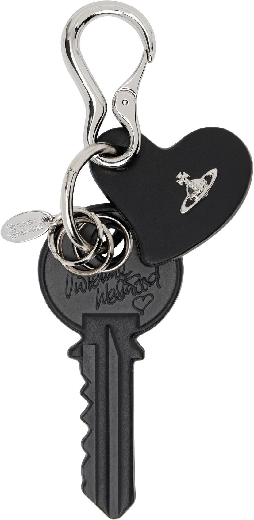 Obeski za ključe Vivienne Westwood Vivienne Westwood Leather Key and Heart Keychain Črna | 8203012HU-L00AT-
