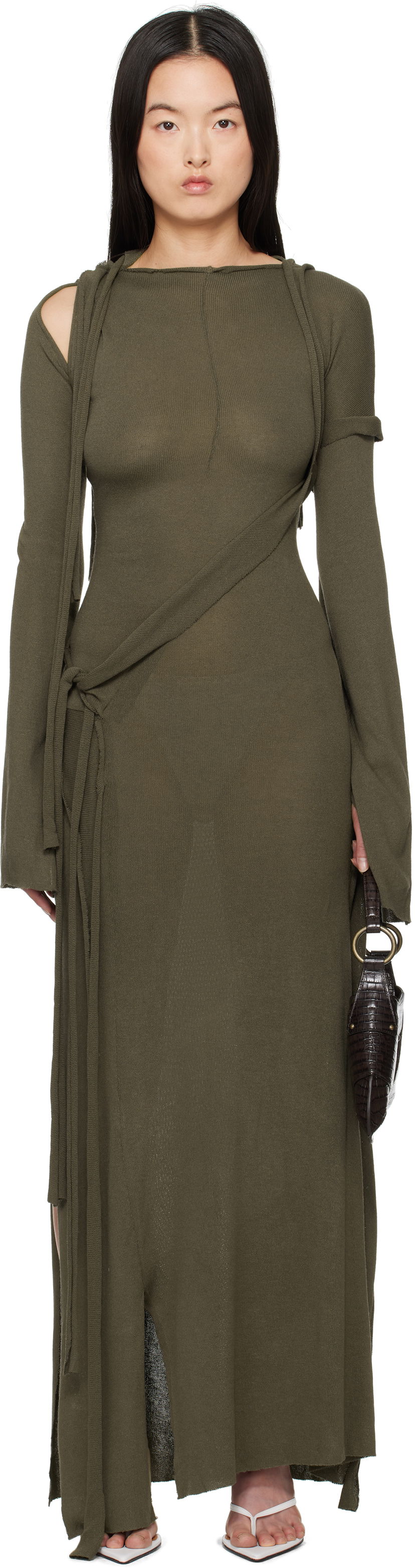 Obleke Ottolinger Ottolinger Deconstructed Long Sleeve Maxi Dress Zelena | 10550050601