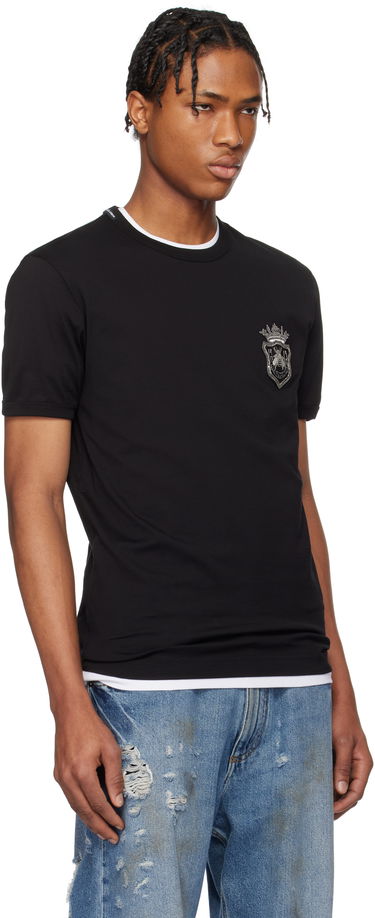 Majica Dolce & Gabbana Cotton T-Shirt With Patch Črna | G8PV1ZG7O4CN0000, 4