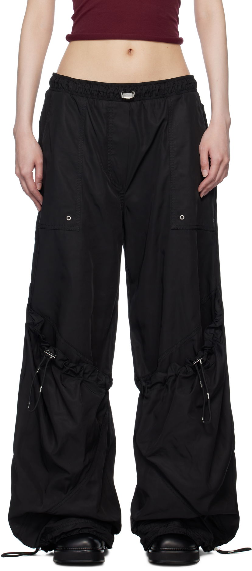 Cargo hlače The Attico Attico Parachute Cargo Drawstring Trousers Črna | 250WCP00255 PLL001AA