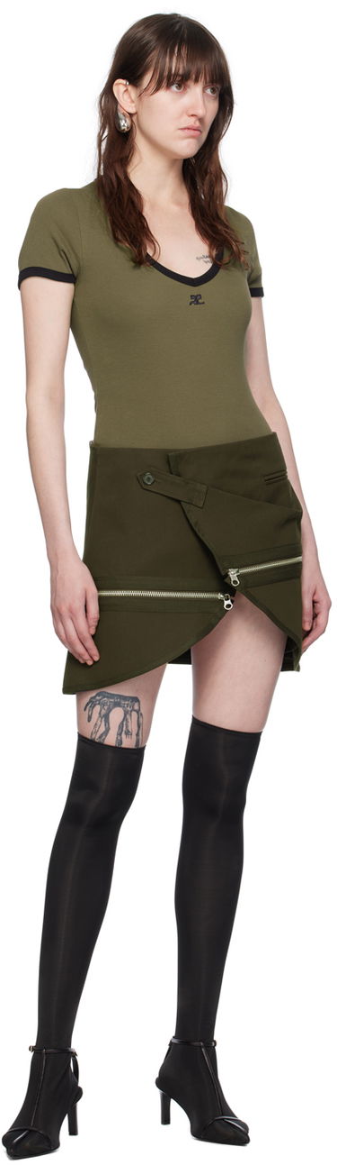 Krila Courrèges Courrèges Asymmetrical Zippered Miniskirt Zelena | 224CJU166CO0117, 3