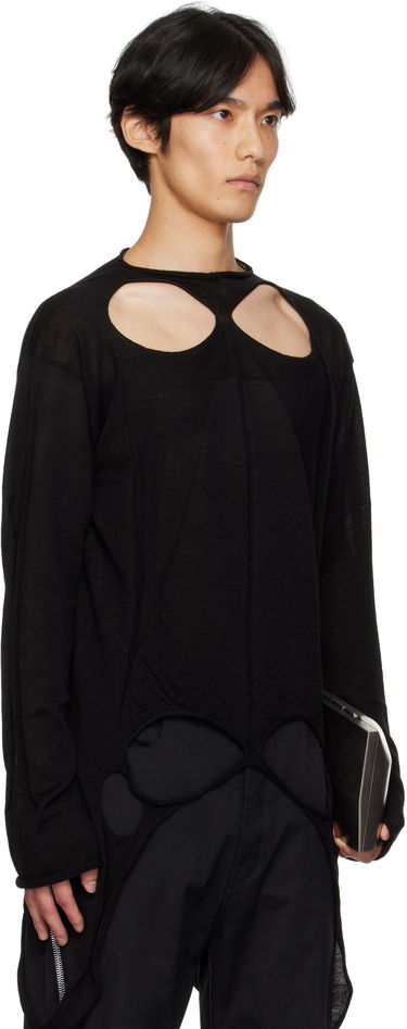 Pleteni pulover Rick Owens Rick Owens Concordians Slashed Pull Sweater Črna | RU02E1671 ML, 1