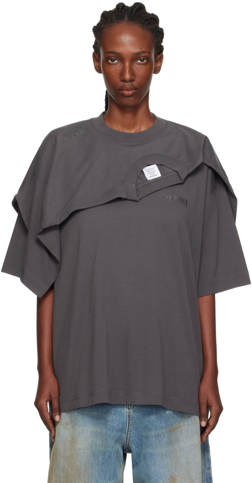 Majica VETEMENTS VETEMENTS Double Layered T-Shirt Siva | UH76TR400M