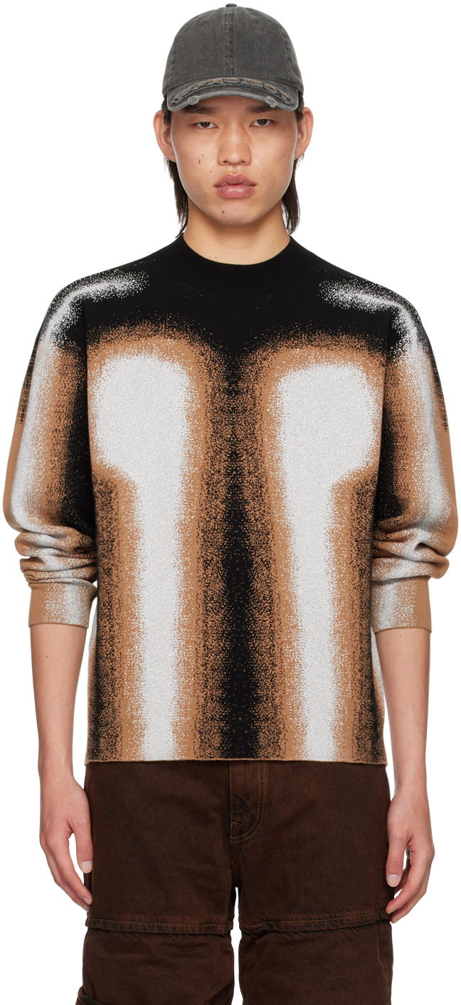 Pleteni pulover Y/PROJECT Gradient Crewneck Sweater Črna | 206SW003