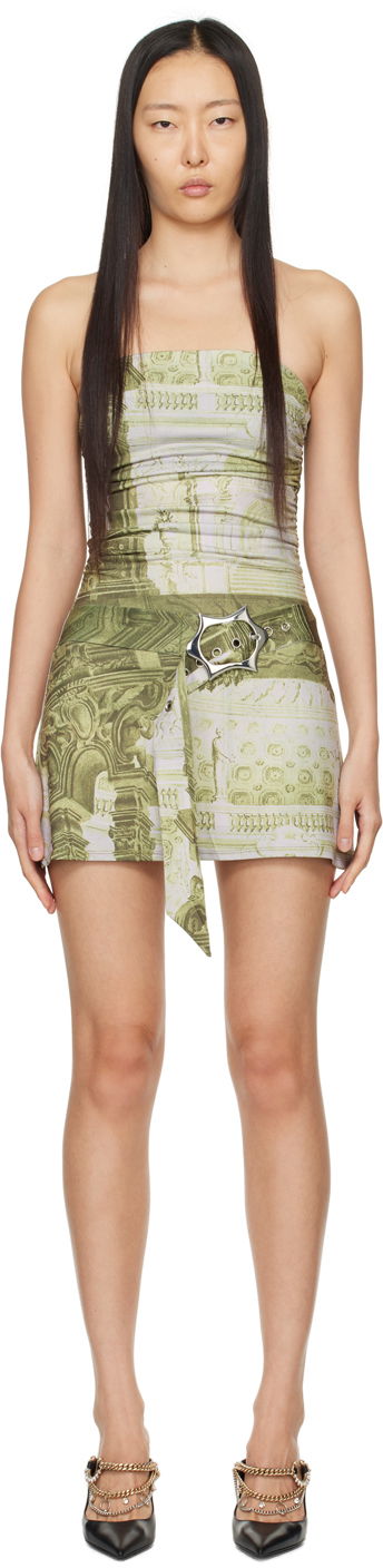 Krila Miaou Miaou Alisha Print Mini Dress Zelena | 5046VISEMB