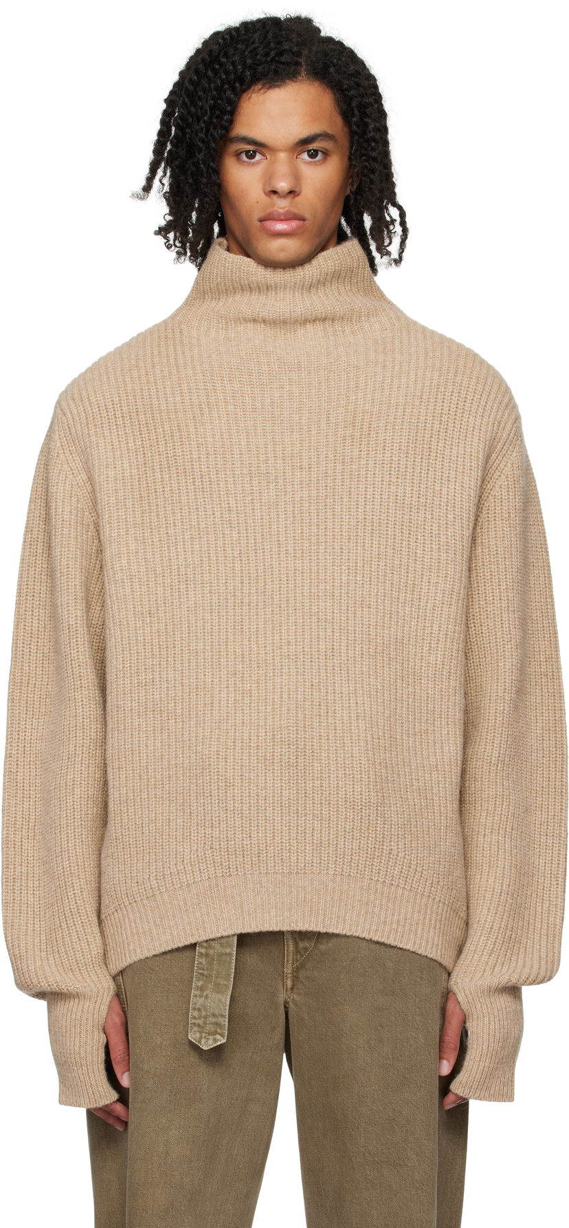 Pleteni pulover LEMAIRE LEMAIRE Relaxed Turtleneck Bež | TO1261 LK1029