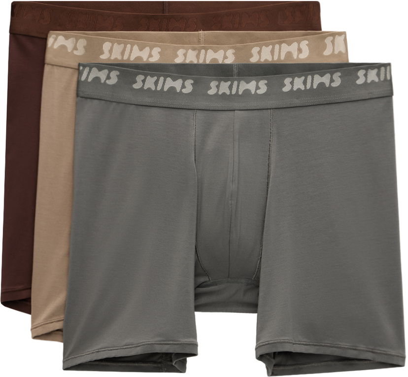 Boksarice SKIMS Stretch Boxer Briefs, Three-Pack Siva | BO-BBR-5630M