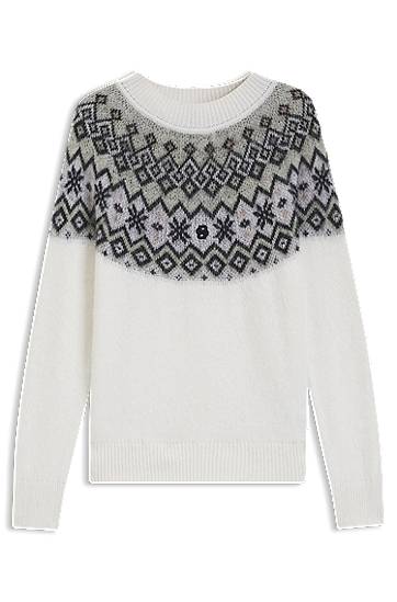 Pleteni pulover BOSS Ski sweater with jacquard pattern Bela | 50549369