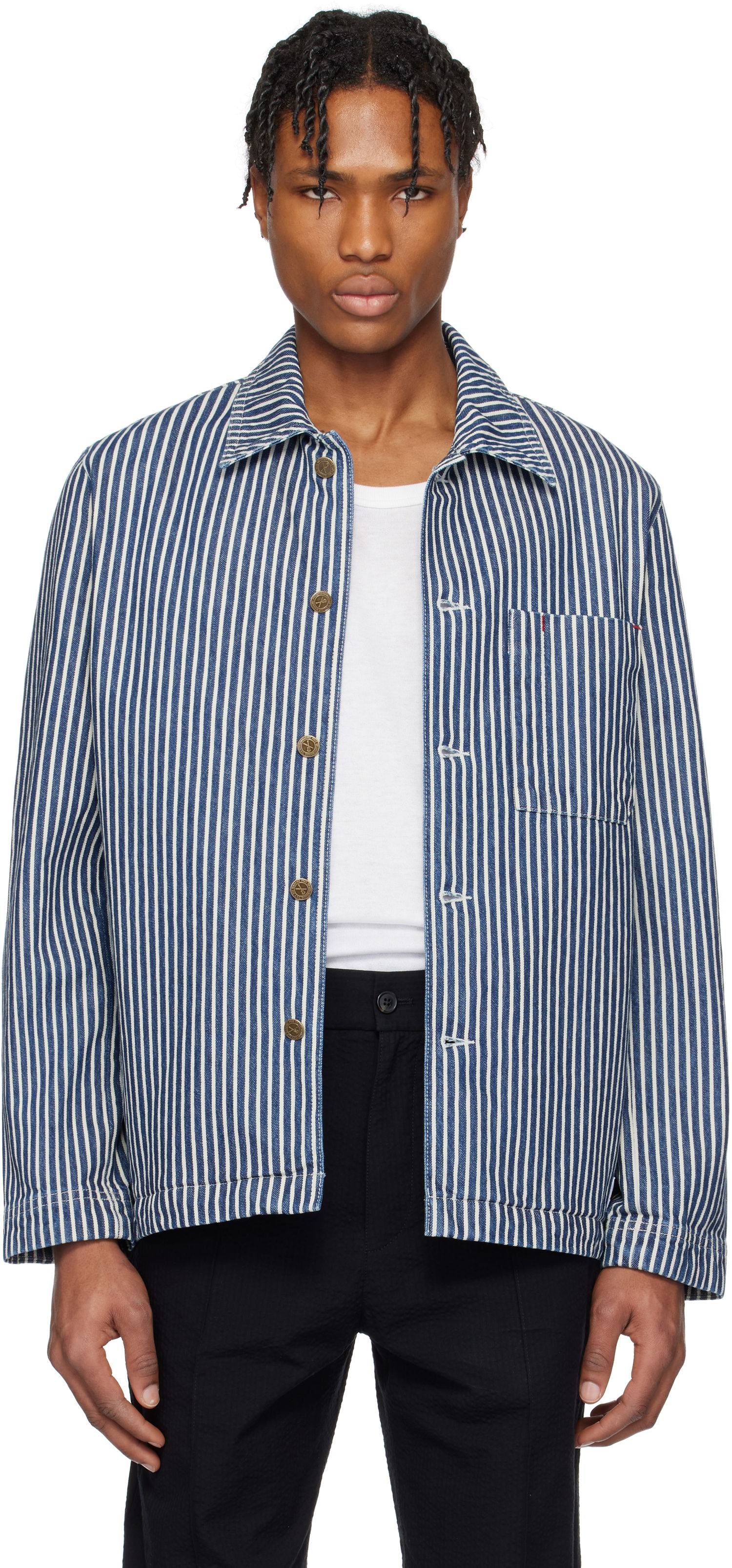 Srajce A.P.C. A.P.C. Raphael Striped Denim Jacket Modra | COHHG-H32001, 0