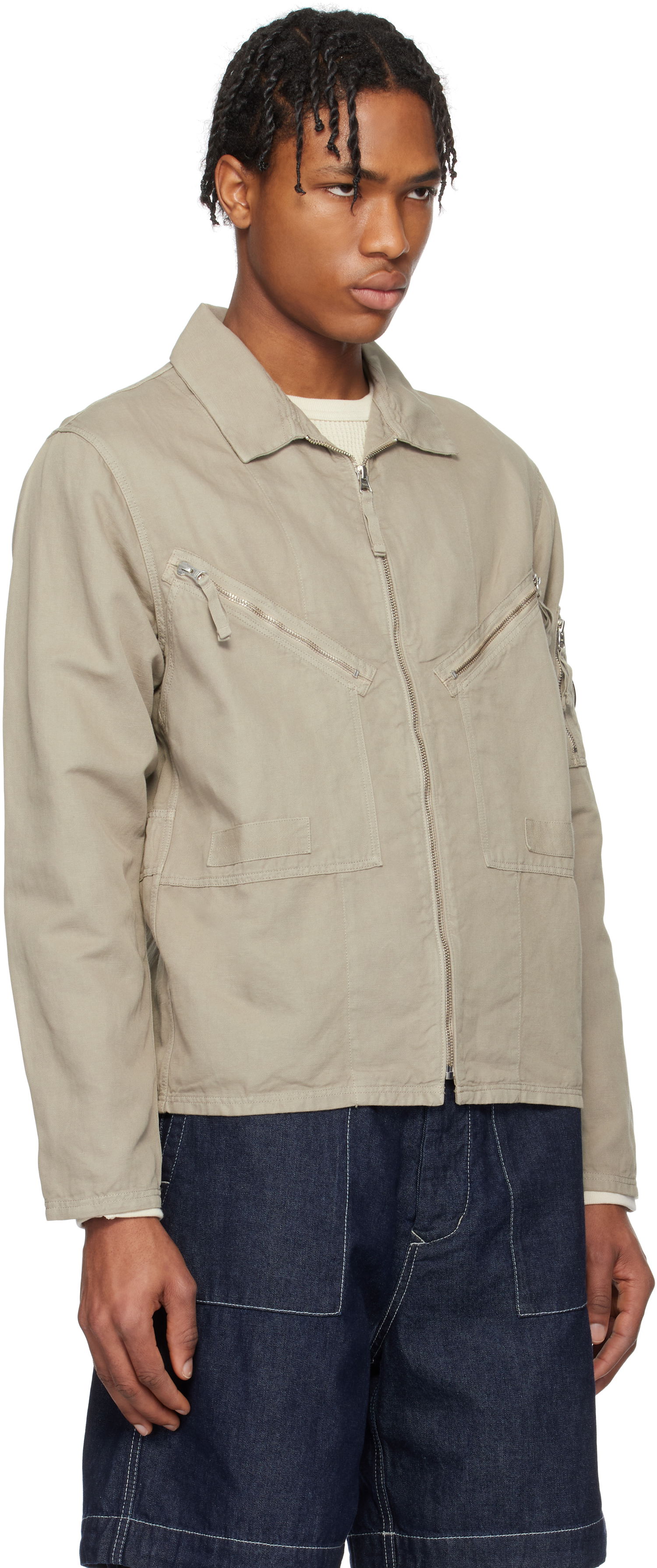Bomber jakna C.P. Company C.P. Company Cotton Linen Zip Overshirt Bež | 18CMOS103A-006273G, 1