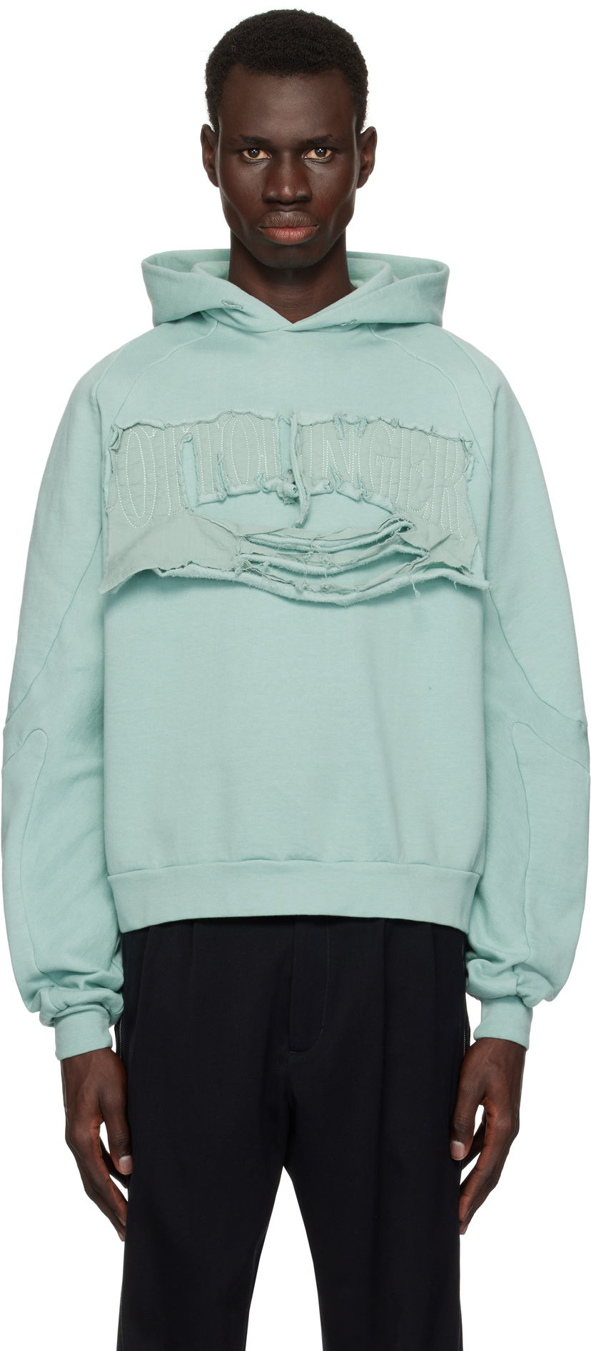 Pulover Ottolinger Ottolinger Distressed Multiline Hoodie Zelena | 115-102715-01
